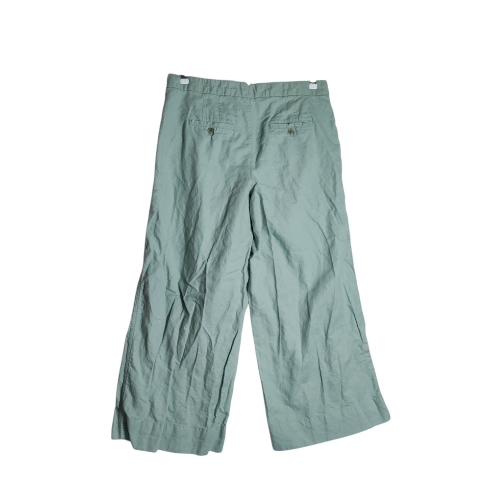 GAP Women Sage Green Linen Cotton Blend Wide Leg Pleated Pants Size 16 RN54023